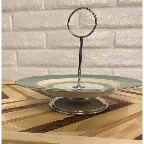 Vintage Viceroy China Floral Lazy Suzan Handled Tidbit Dessert Serving Tray - Picture 5 of 8